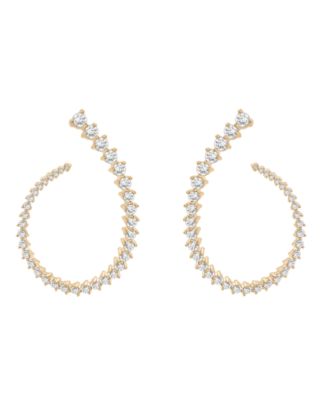 Diamond Spiral Open Hoops Earrings (1-1/2 ct. t.w.) in 14k White Gold or 14k Yellow Gold