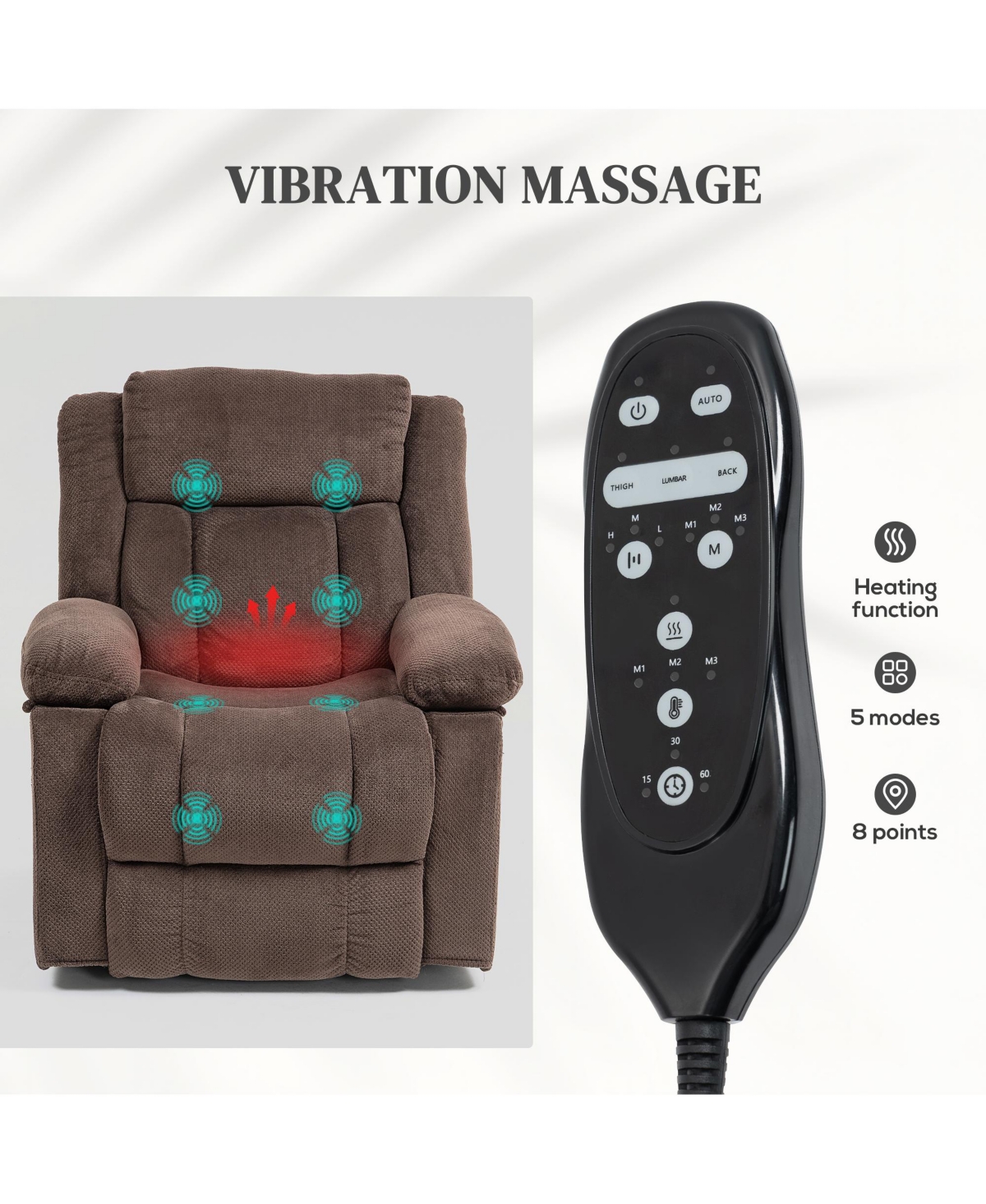 Homcom Power Lift Recliner Chair with Massage and Heat, for Elderly,