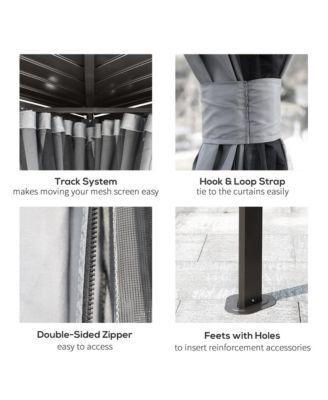 10' x 12' Metal Roof Hardtop Gazebo w/ Curtains & Netting,