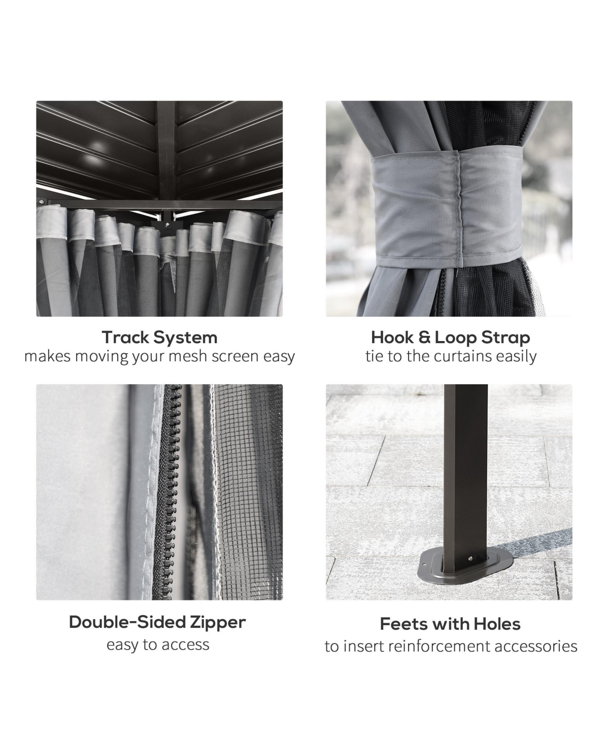 Outsunny 10' x 12' Metal Roof Hardtop Gazebo w/ Curtains & Netting,