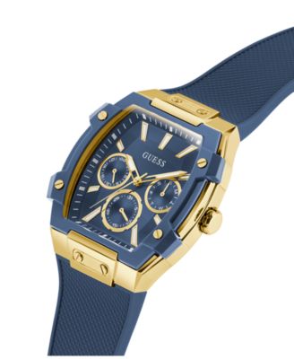 Men's Gold-Tone Indigo Silicone Multi-Function Watch, 44mm