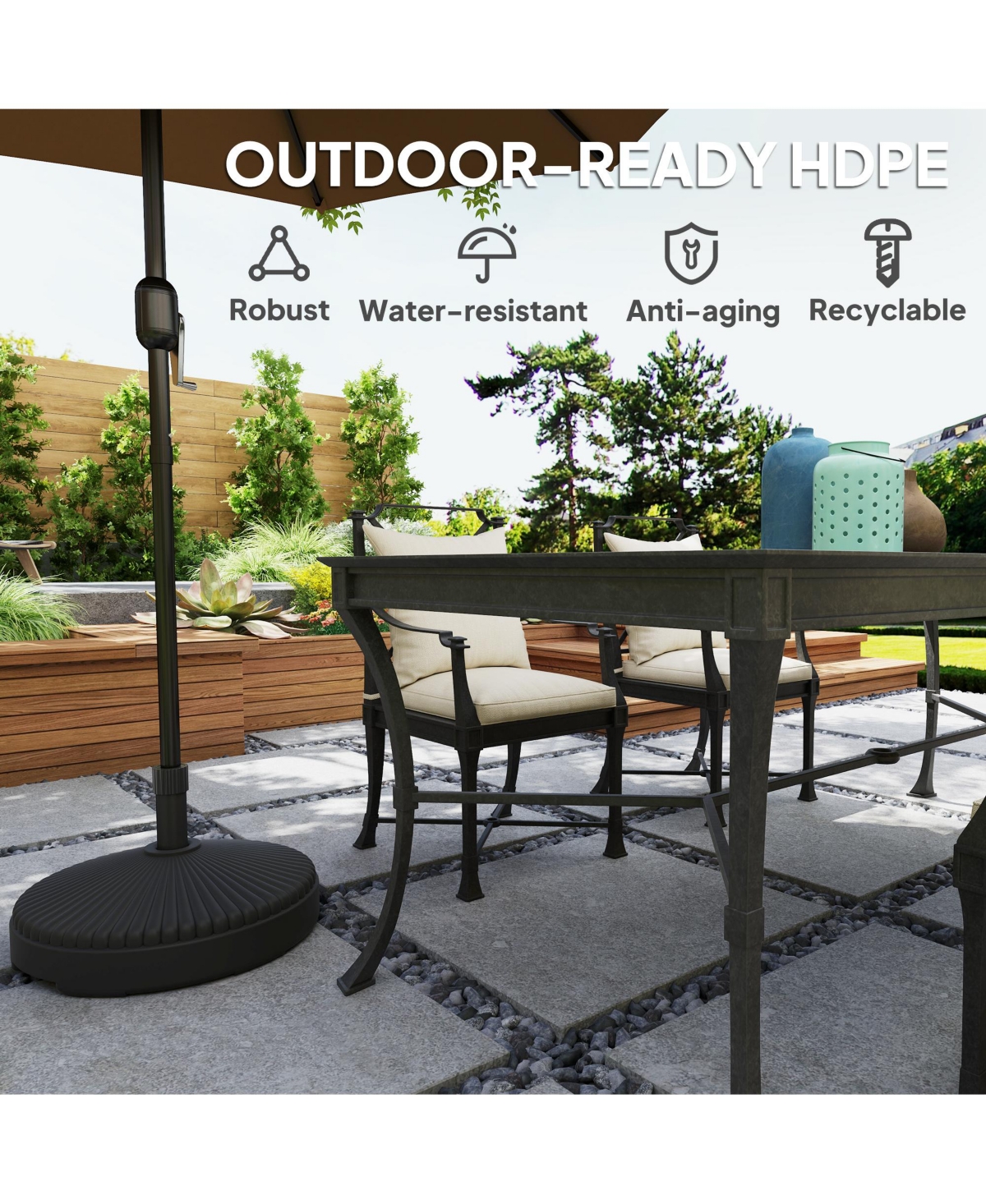 Outsunny Round Patio Umbrella Base Sd, /Water Filled,