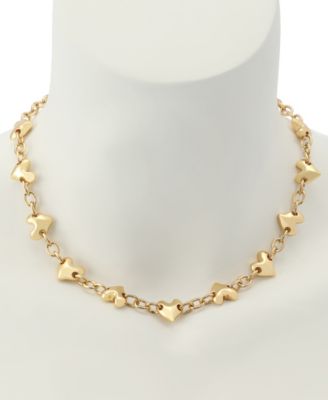Gold Heart Charm Collar Necklace