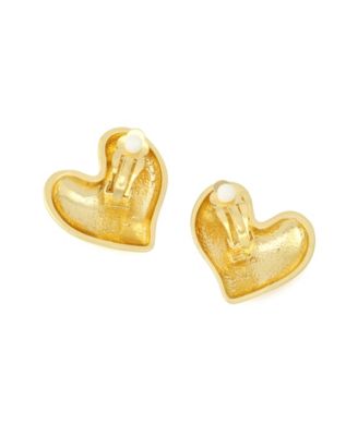 Gold Heart Clip-On Earrings