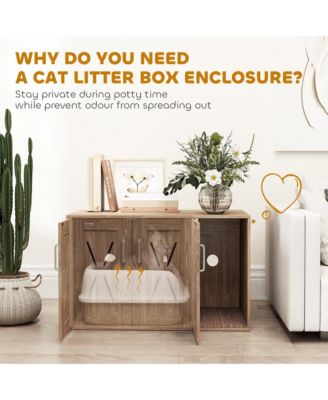 Cat Litter Box Enclosure with Scratching Board, 31.5" x 19" x 20"