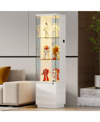 69" Corner Display Cabinet with Glass Doors & Motion LED