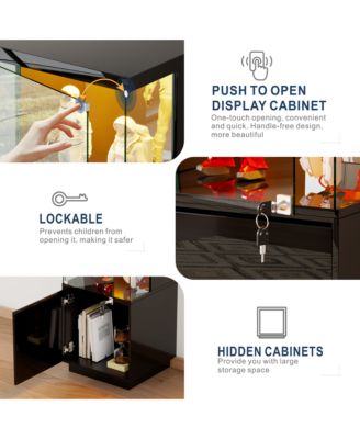 69" Corner Display Cabinet with Glass Doors & Motion LED