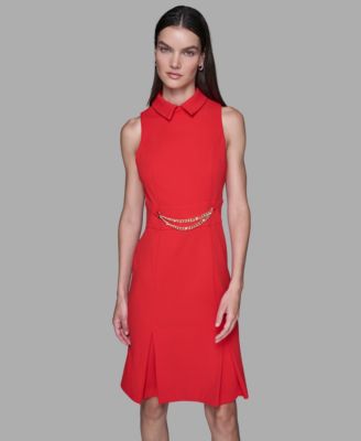 Women's Point Collar Sleeveless Dress
