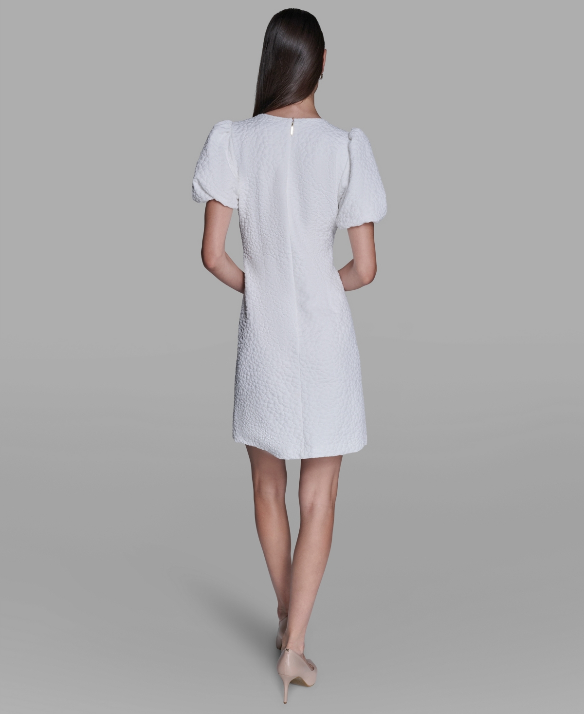 Karl Lagerfeld Women's Puff-sleeve Floral Dress In White