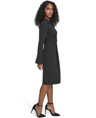 Women's Twist Detail Sheath Collar Dress