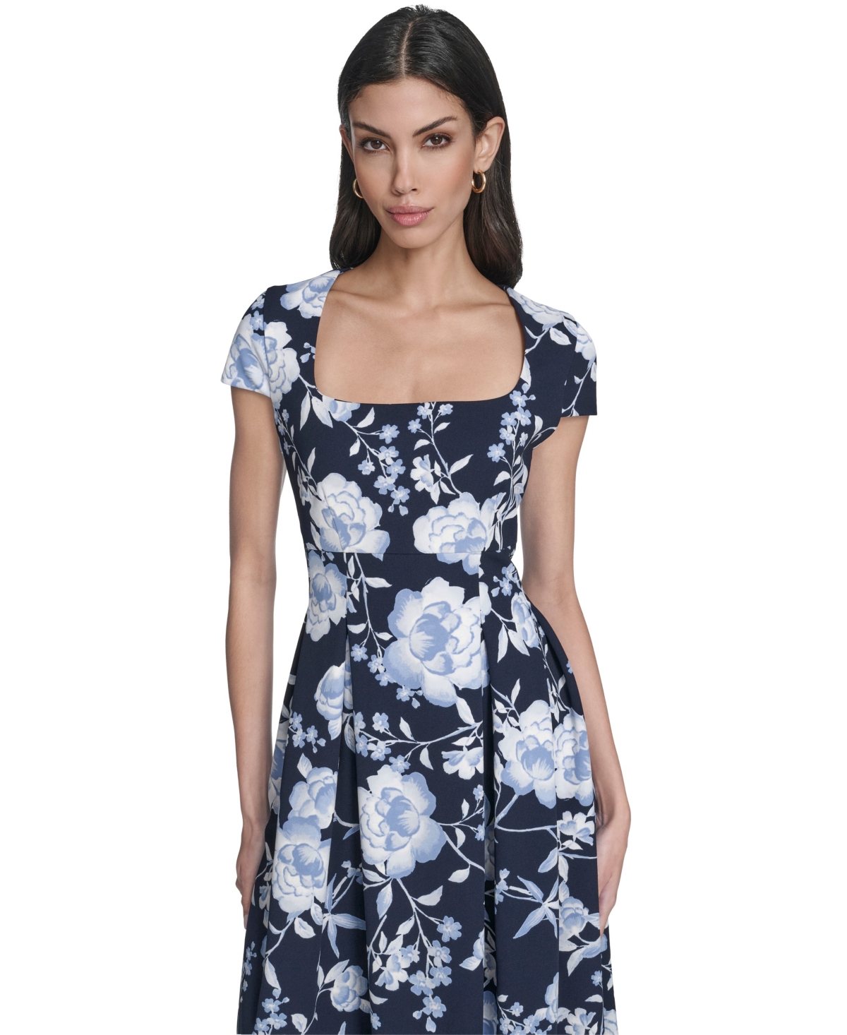Calvin Klein Women's Floral Print Square Neck Dress