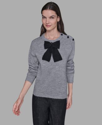 Women's Big Bow Applique Long Sleeve Sweater