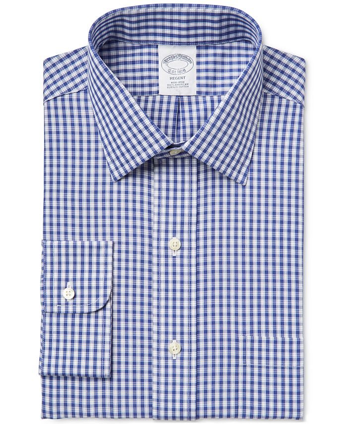 Brooks Brothers Men's Regent Classic-Fit Non-Iron Blue Checked Dress ...