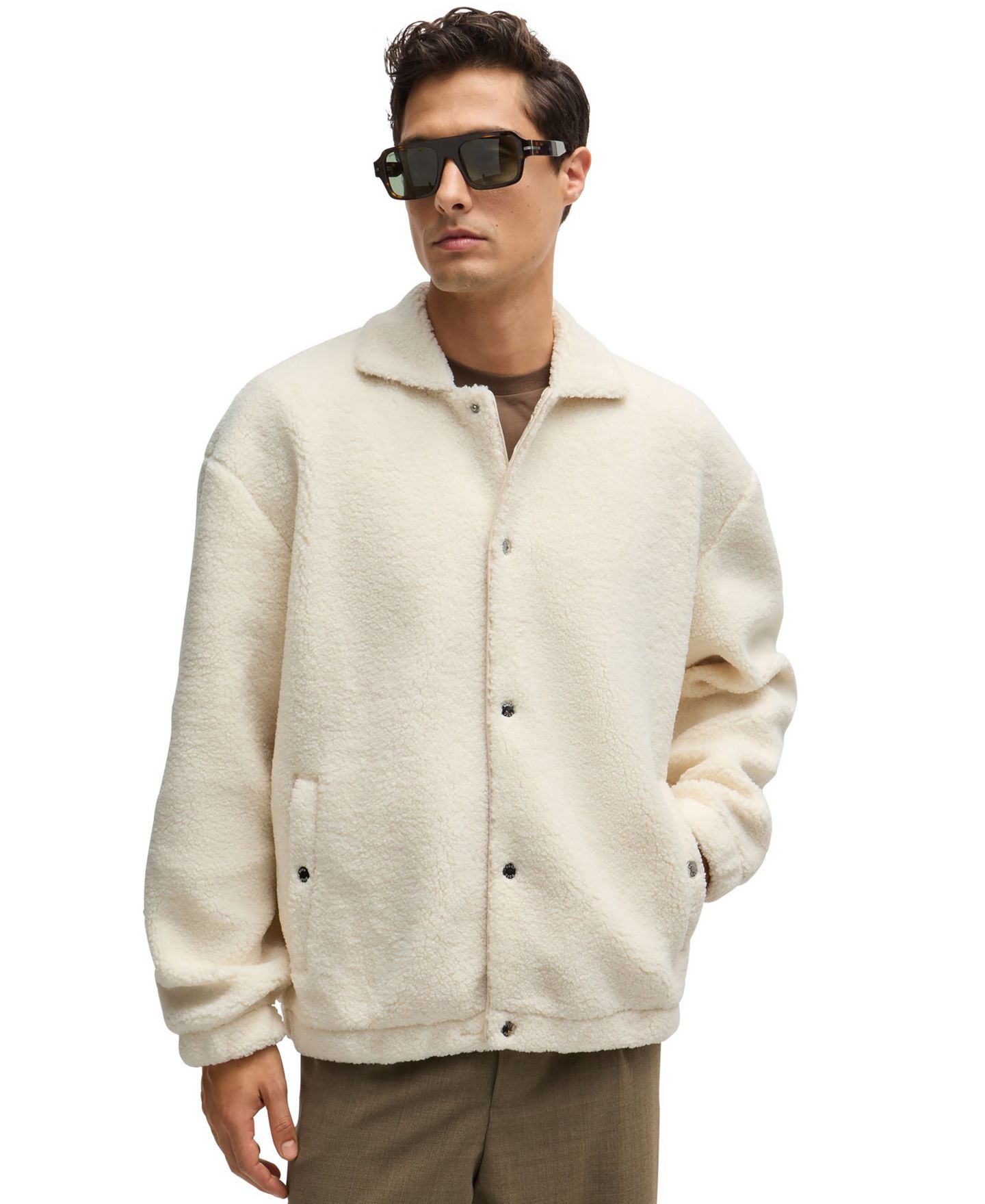 Мужская куртка Hugo Boss Teddy Fabric Regular-Fit, цвет: Белый — фото 1