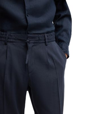 Men's Linen Blend Tapered-Fit Tailored Trousers