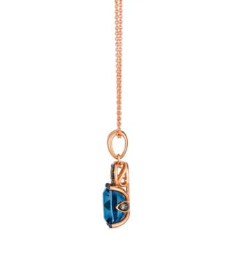 London Blue Topaz (2.25 ct. t.w.), Vanilla and Chocolate Diamonds Pendant Necklace (0.12 ct. t.w.) in 14k Strawberry Gold
