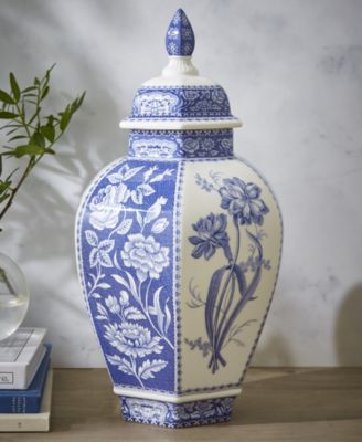 Blue Italian Floral Ginger Jar