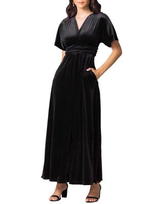 Women's Verona V-Neck Velvet Evening Gown With Pockets