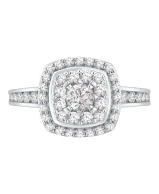 Diamond Halo Cluster Bridal Set (1-1/4 ct. t.w.) in 14k White Gold
