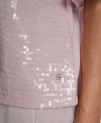 Petite Sequin Puff-Sleeve Sweatshirt