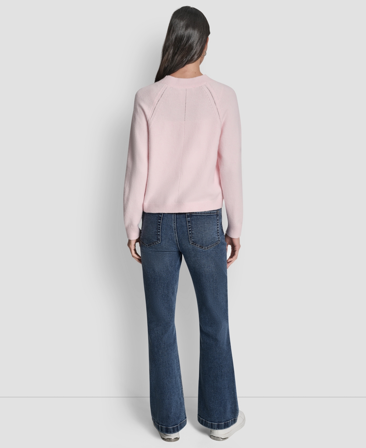 Dkny Jeans Petite Fully Fashioned Raglan V-neck Cardigan In Pink