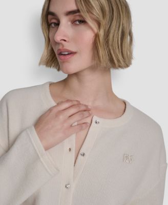 Petite Long-Sleeve Button Front Cardigan