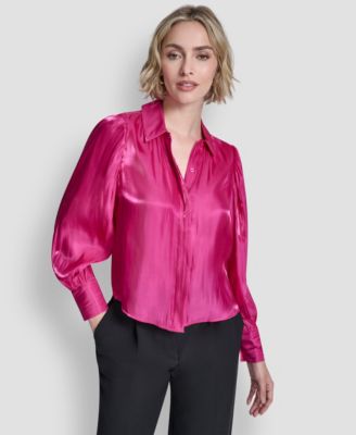 DKNY - Petite Balloon-Sleeve Blouse