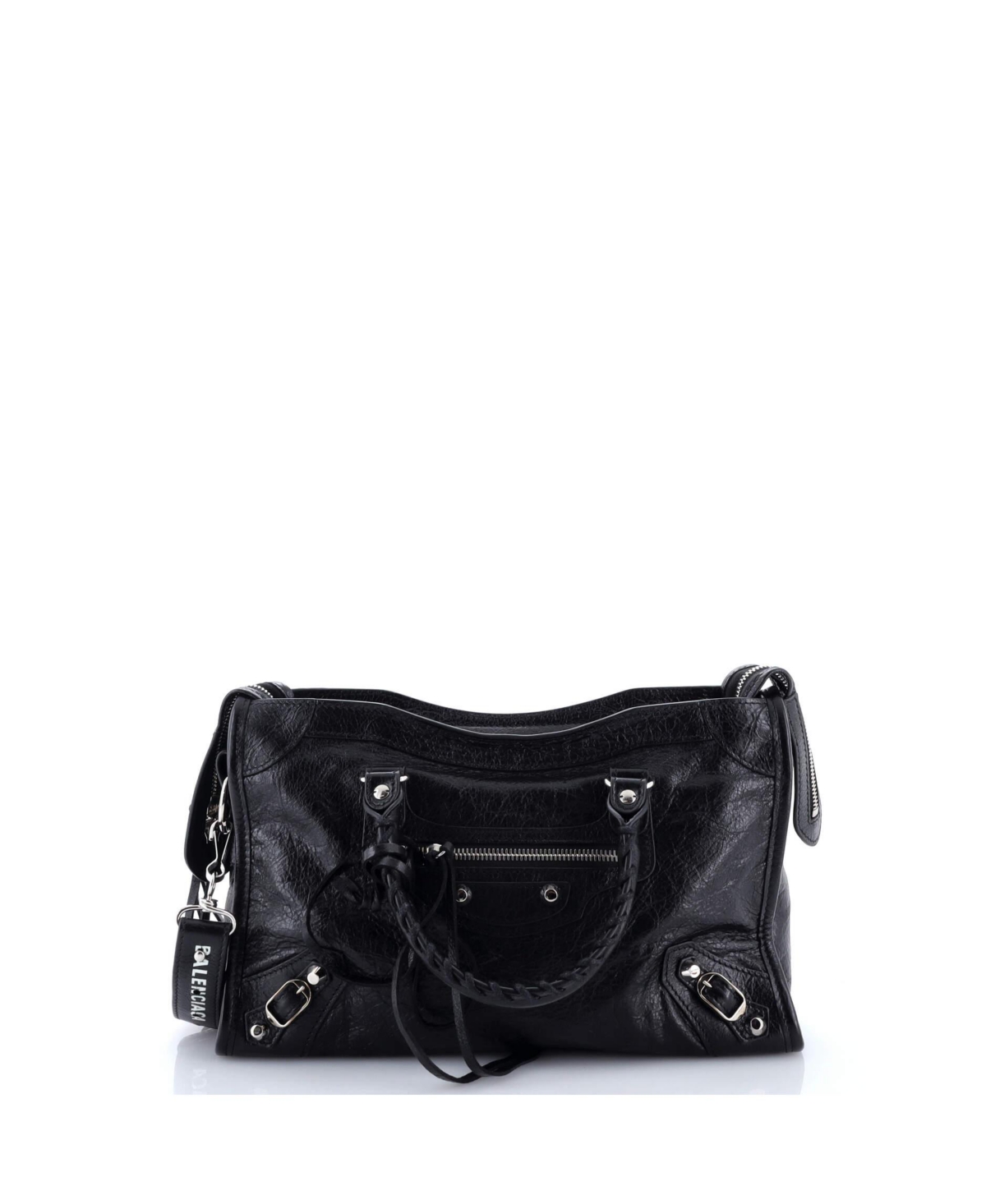 Pre-Owned Balenciaga Small Logo Strap City Classic Studs Bag Leather