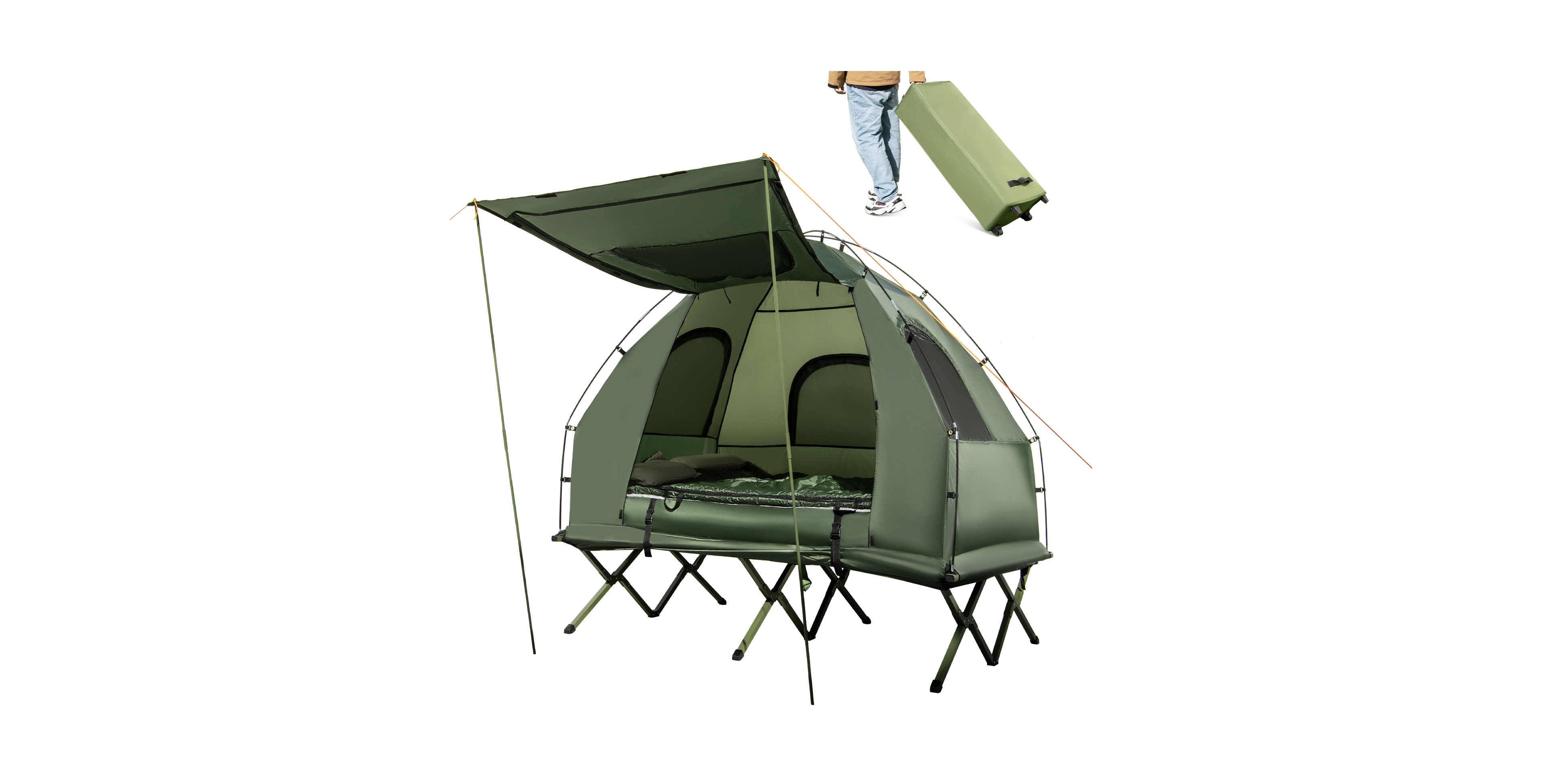 Skonyon 5-in-1 2-Person Foldable Outdoor Camping Tent Cot with Air Mattress and Sleeping Bag