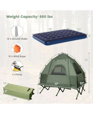 5-in-1 2-Person Foldable Outdoor Camping Tent Cot with Air Mattress and Sleeping Bag