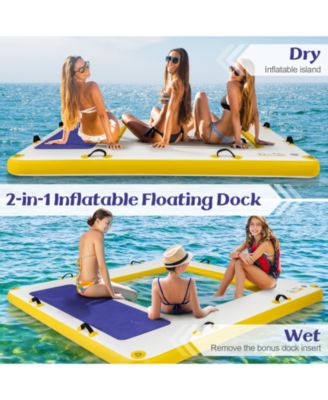 8 ft x 8 ft Inflatable Dock Platform with Mesh Swim Lounge