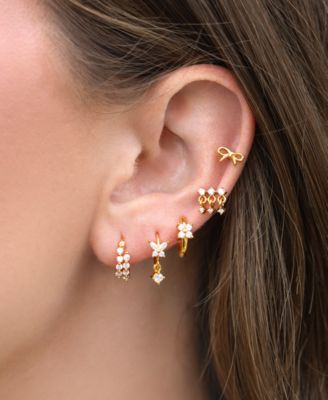 Crystal Mirrorball Gold Plated Hoops Earrings