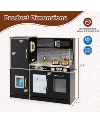 Kids Wooden Pretend Play Kitchen with Blackboard & Accessories