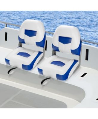 Set of 2 Folding Low Back Fishing Boat Seat with Stainless Steel Screws