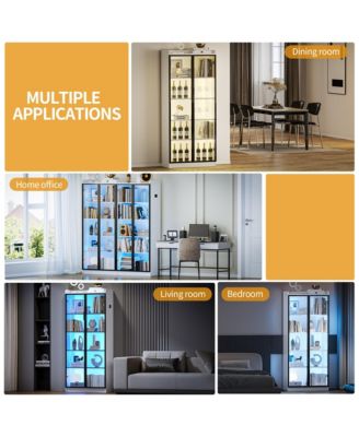 Wine Bar Storage Cabinet with LED Lights