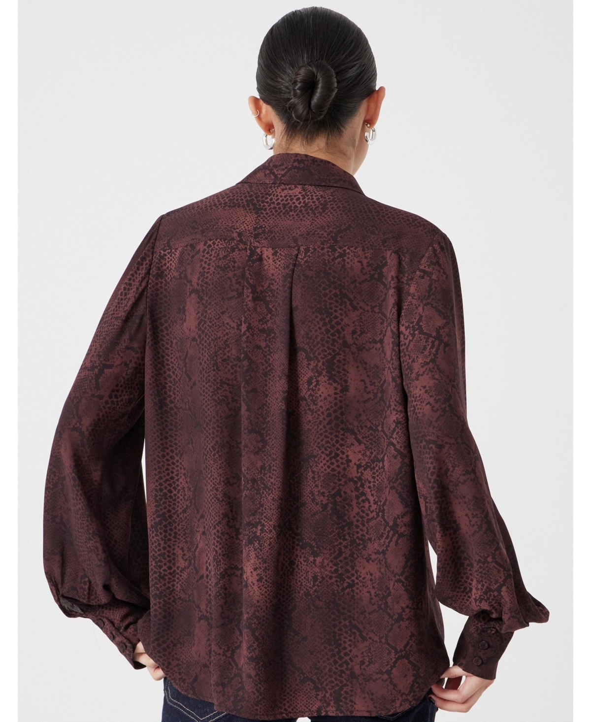 Hush Women's Chiffon Printed Long Sleeve Shirt