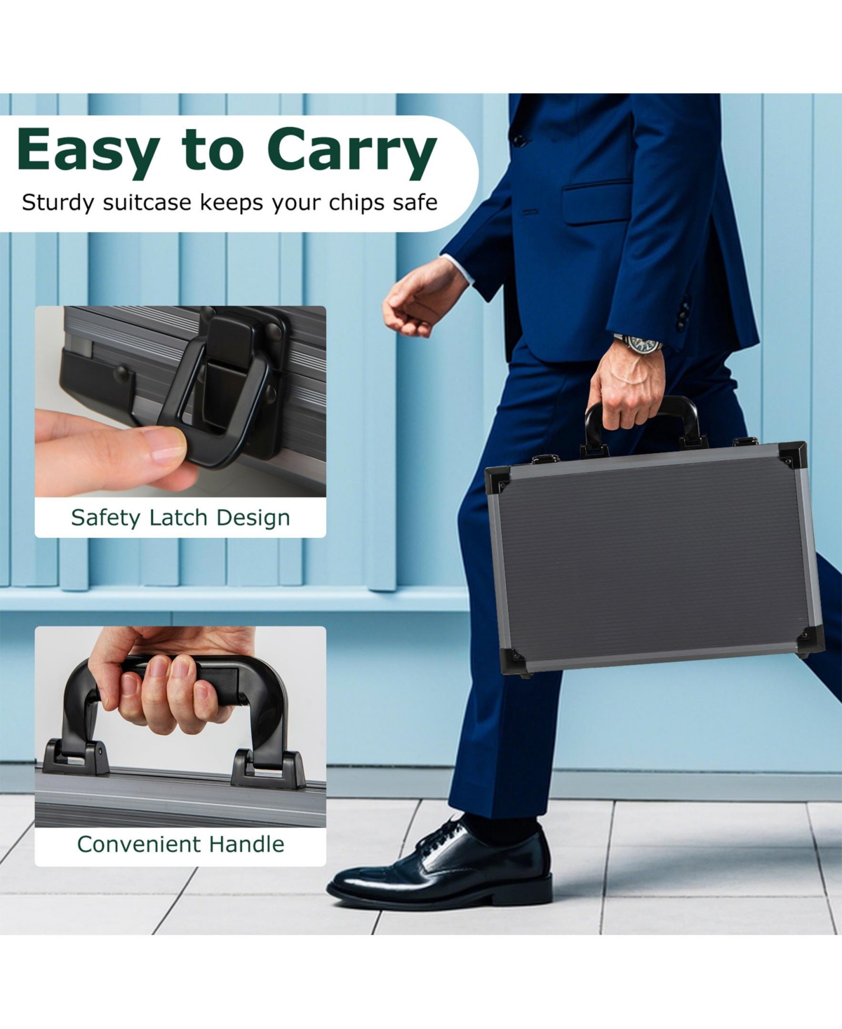 Sugift Texas Holdem Poker Chip Set Casino Poker Chips with 400 Pieces Chips-Black