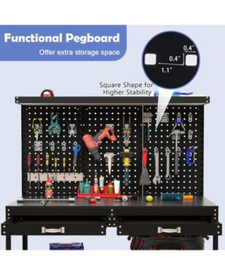 48 x 24 Inch Workbench Work Table with 3 PCs Pegboard Drawer and Shelves