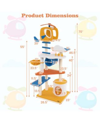 70 Inch Tall Aviation-themed Cat Tree with Helicopter Top Perch and Platforms