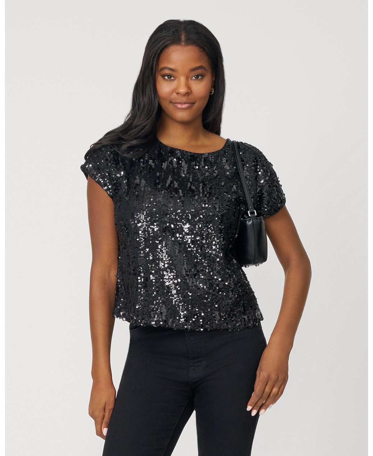Cable & Gauge Women's Cluster Sequin Easy Tee