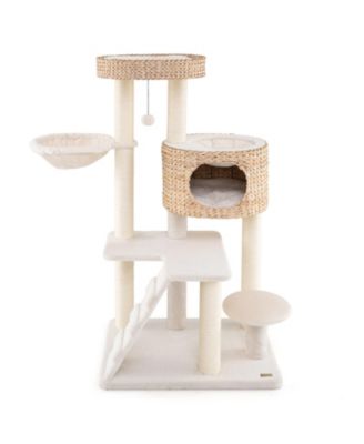 Modern Cat Tree for Indoor Cats with Cattail Fluff Condo and Top Perch
