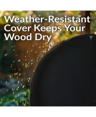 Outdoor Heavy-Duty Steel Firewood Log Hoop Storage Rack with Weather-Resistant PVC Log Hoop Cover