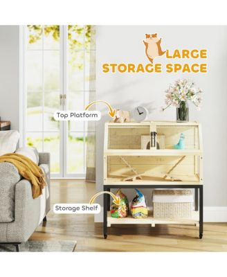 Hamster Cage on Wheels with Storage Shelf, 34"L x 17"W x 40"H