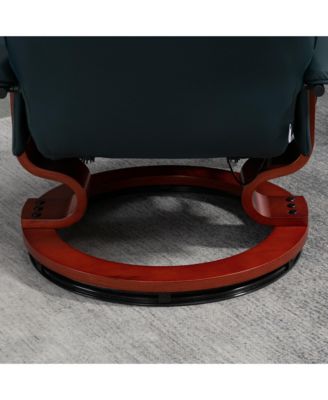 Single Piece  Faux Leather Manual Recliner with Swivel Wood Base