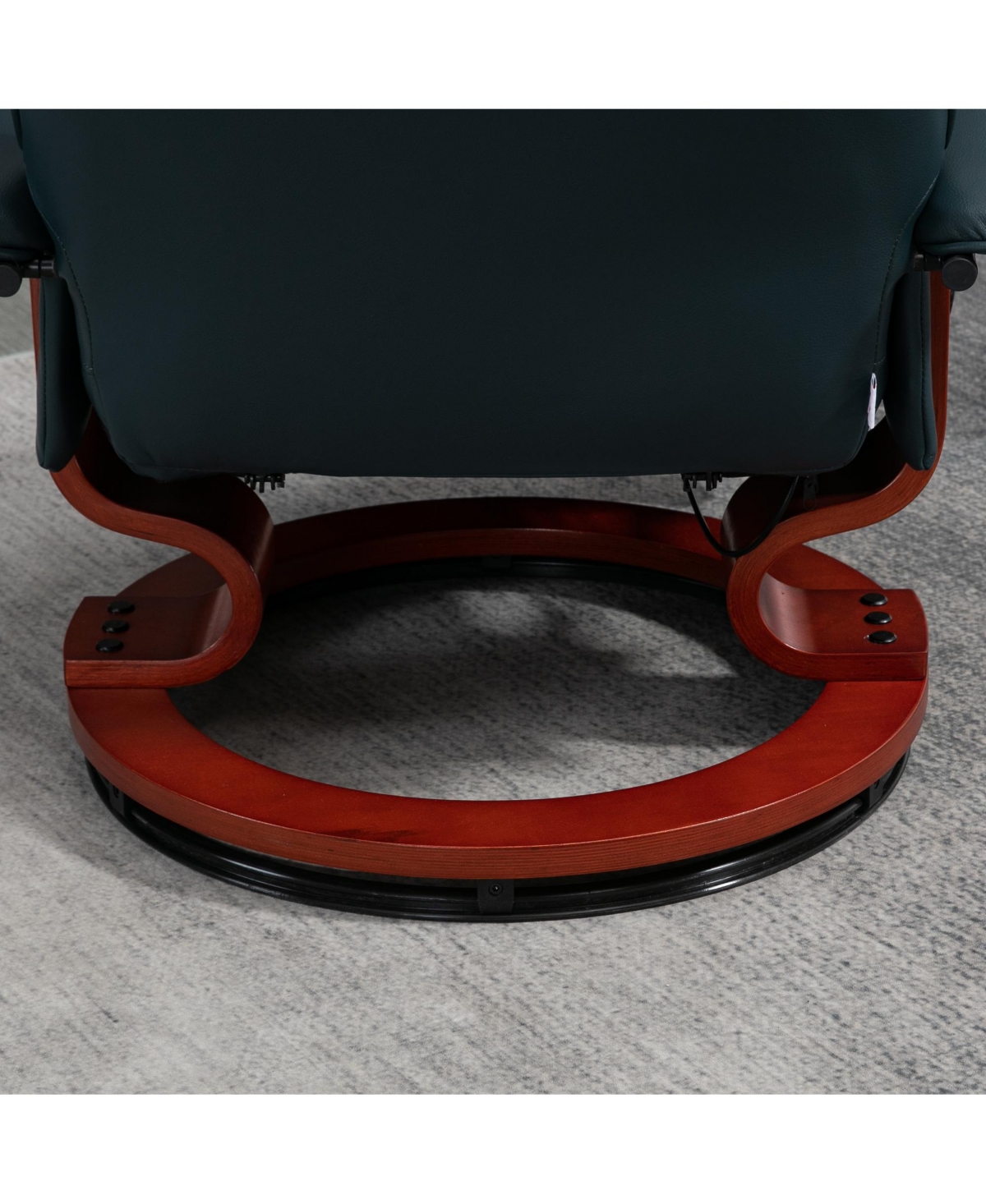 Homcom Faux Leather Reclining Lounge Chair Swivel Recliner Sofa Seat w/ Wood Base Blue