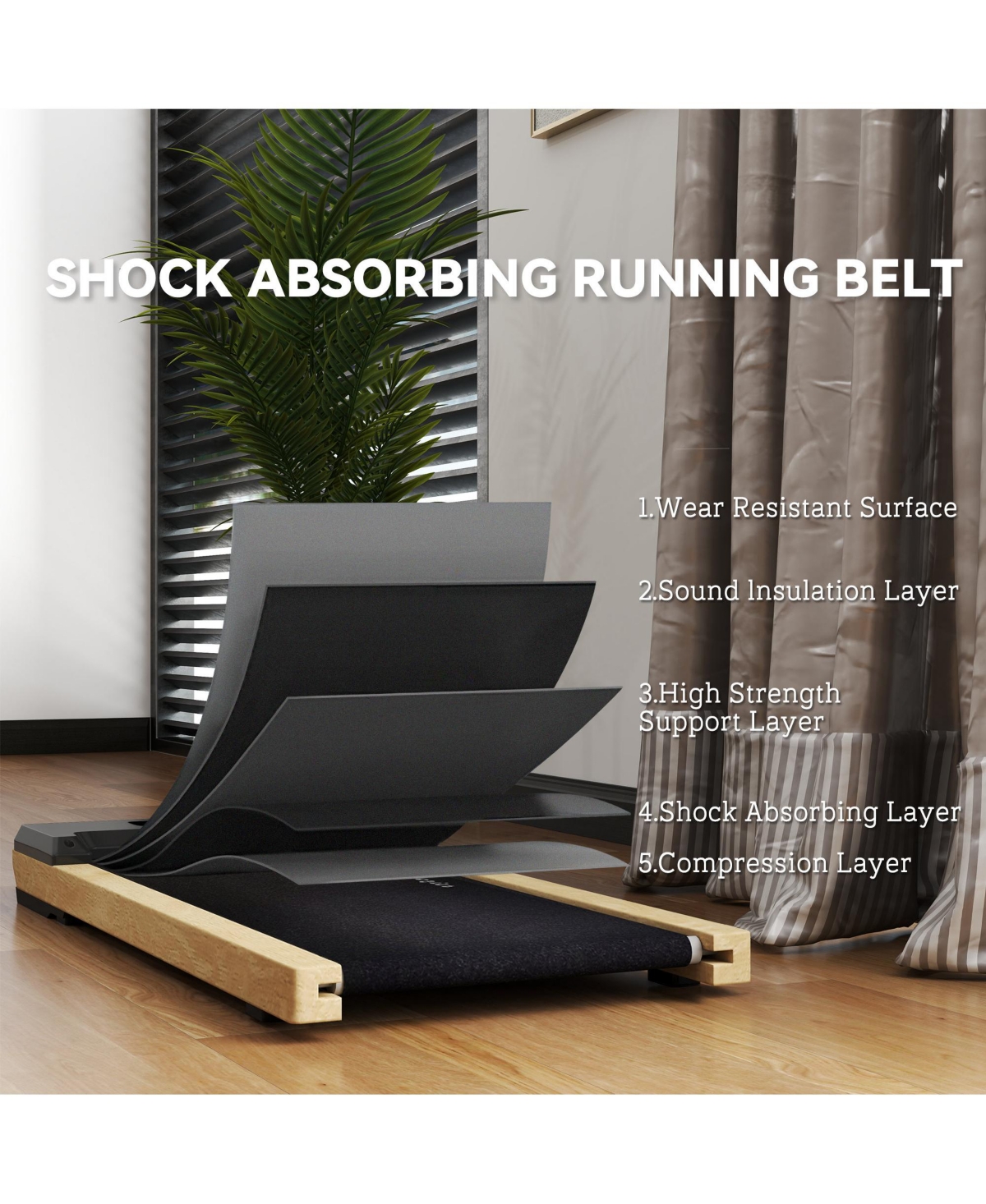 Soozier Wood Walking Pad Under Desk Treadmill with Remote Control, Wheels