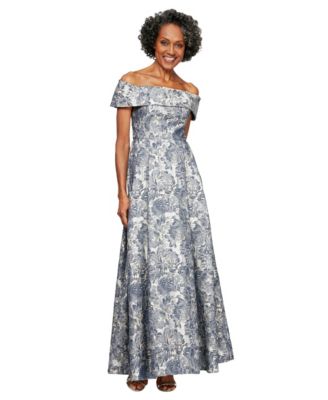  Women's Printed Off-The-Shoulder Ballgown