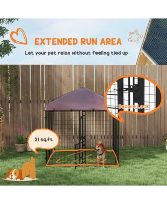 4.6' x 4.6' x 5' Outdoor Dog Kennel with Waterproof Canopy, Door