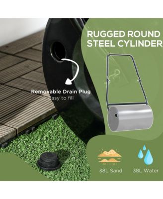 38L Heavy Duty Push/Tow Poly Lawn Roller, U-handle Garden Roller