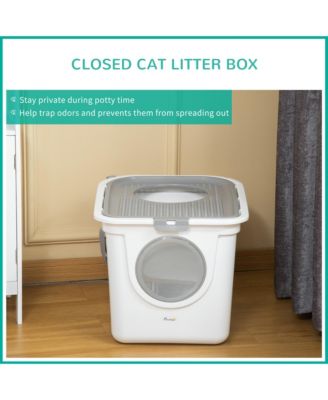 Cove Cat Litter Box, Kitty Litter Box with Scoop,
